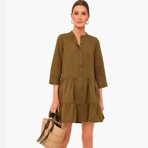 APIECE APART Maurino Drop Waist Mini Dress In Olive Tuckernuck L NWT